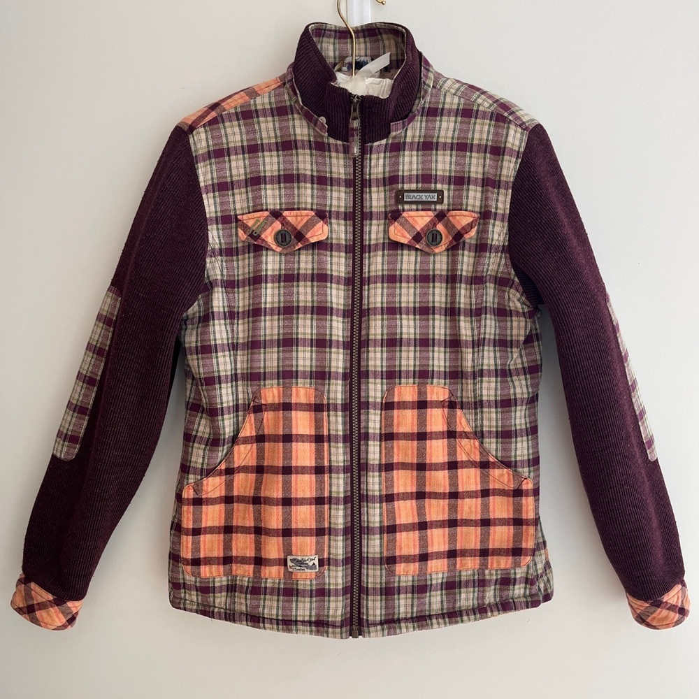 BLACK YAK Zip Front Flannel & Knit Exterior Fuzzy Cozy Fleece Interior Apres Ski